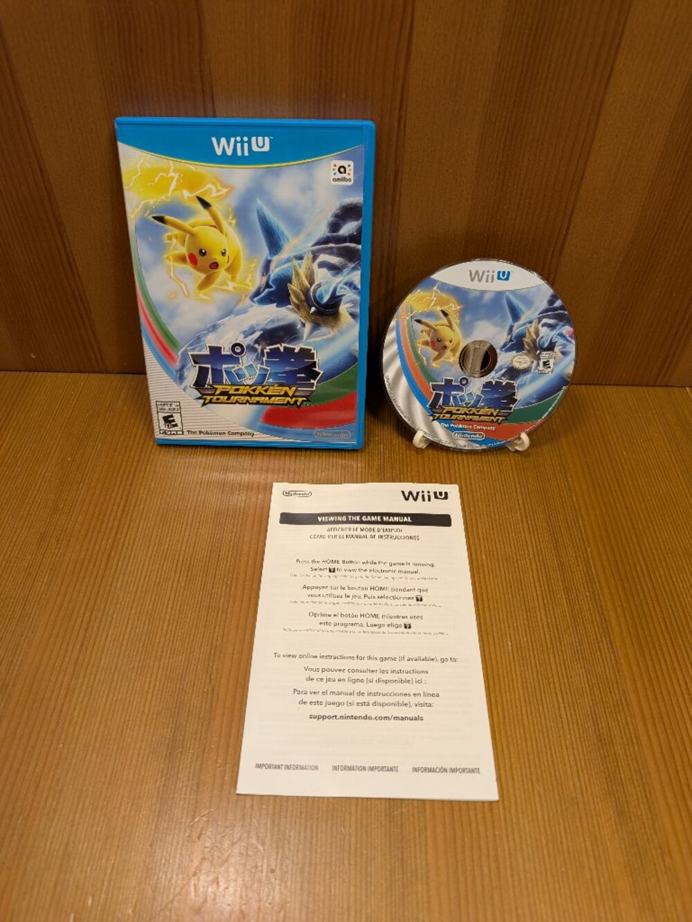 Pokémon Pokken Tournament (Nintendo Wii U 2016) w/ Manual, Minty Clean Disc EUC+